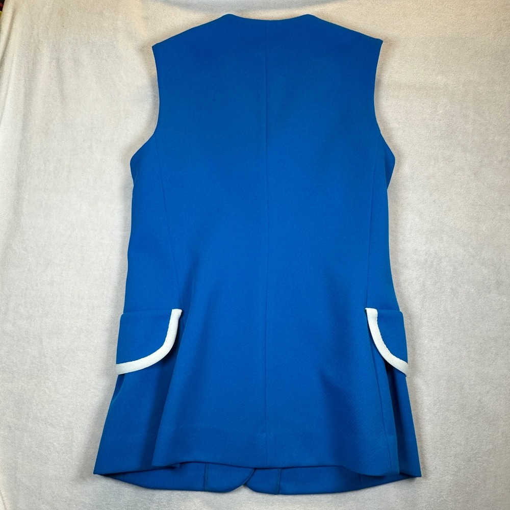 Vintage Paula Brooks Original Blue Nautical Vest Anchor Buttons 70s Mod Longline - Picture 3 of 9